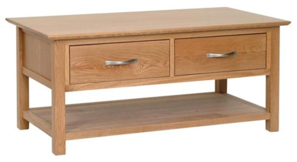 New England 2 Drawer Coffee Table. Quality Oak furniture from The