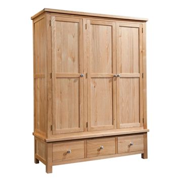 Picture of Suffolk Oak Triple Wardrobe with Drawers