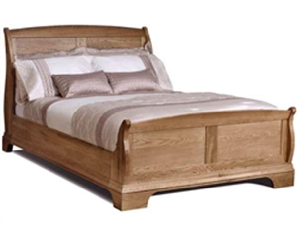 Paris Oak 5 King Size Sleigh Bed, Wood Sleigh Bed King Size
