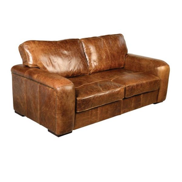 Maverick 2 Seater Sofa Bed Quality Oak, Tan Leather Sofa Bed